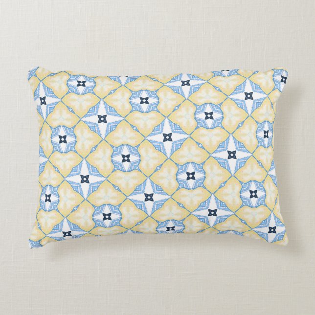 Coussins Décoratifs Carrelage jaune et bleu (Devant)