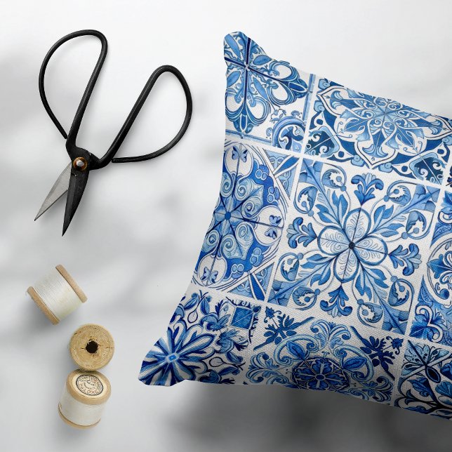 Coussins Décoratifs Carrelage méditerranéen, Portugais, Azulejo, Majol (Créateur téléchargé)