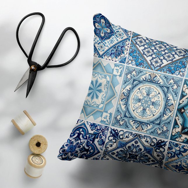 Coussins Décoratifs Carrelage méditerranéen, Portugais, Azulejo, Majol (Créateur téléchargé)