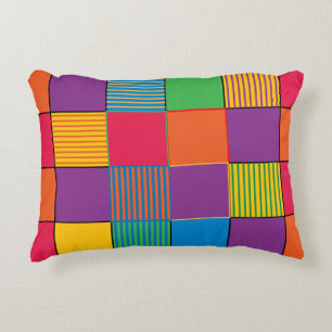 Coussins Décoratifs Carrés et rayures aux couleurs vives