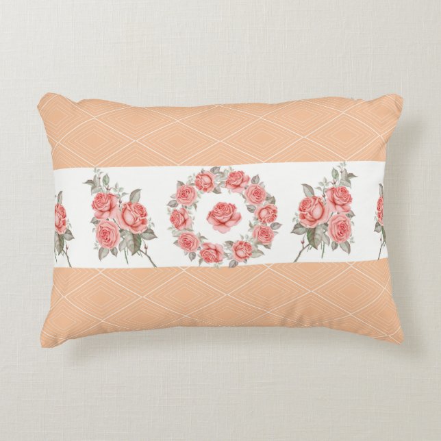 Coussins Décoratifs Carrés et Roses (Devant)