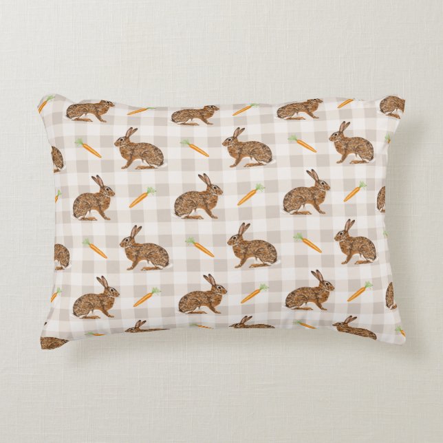 Coussins Décoratifs Carrots And Hare Bunnies Spring Easter Beige (Devant)