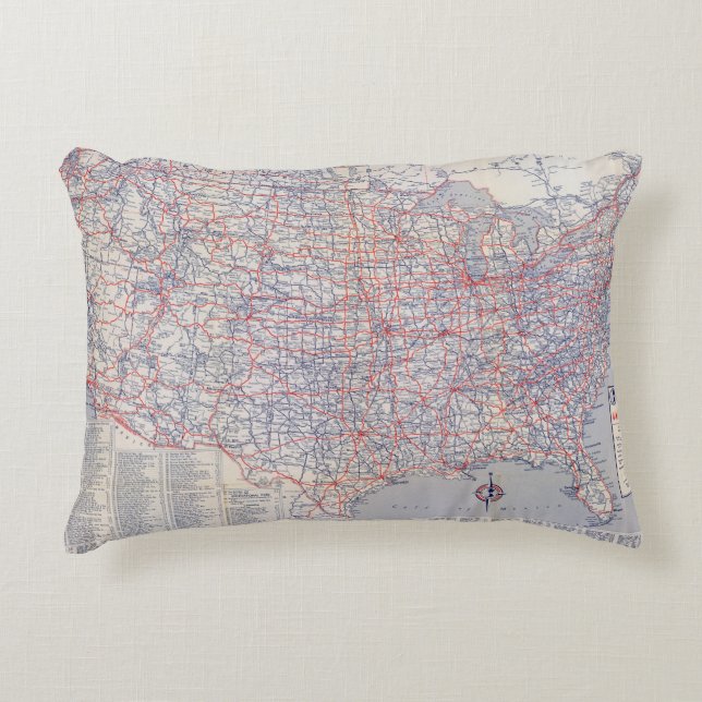 Coussins Décoratifs Carte de route Etats-Unis (Devant)