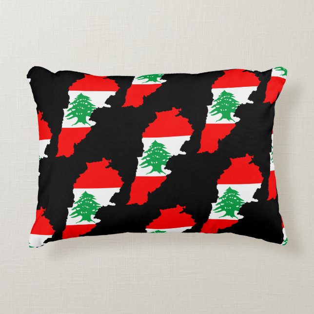 Coussins Décoratifs Carte du Liban avec aimant en pierre de drapeau (Devant)