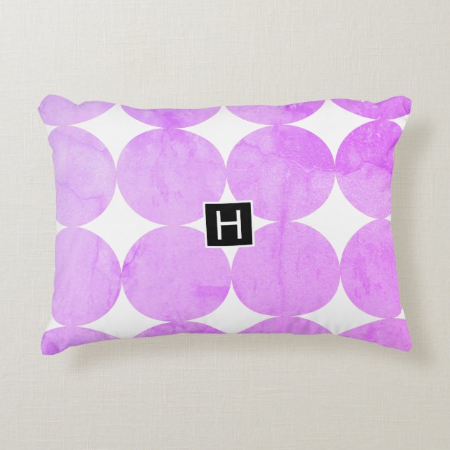 Coussins Décoratifs Cercles violets modernes | Monogramme (Devant)