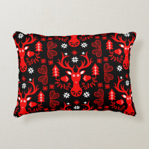 Coussins Décoratifs Cerf de Noël rouge scandinave