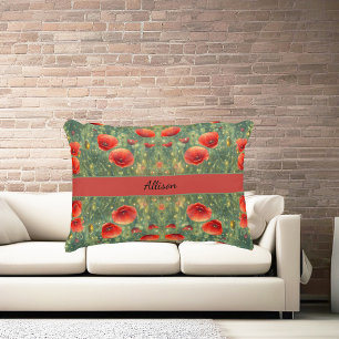 Coussins Décoratifs Champ lumineux de pavots rouges, personnalisable