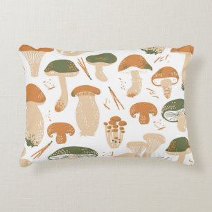 Coussins Décoratifs Champignons comestibles Linocut Motif Vintage