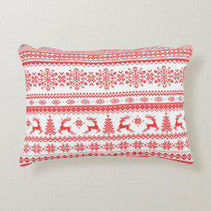 Coussins Décoratifs Chandail de Noël rouge brun motif monogramme
