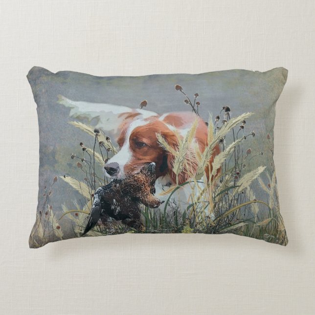 Coussins Décoratifs Chasse avec Epagneul Breton (Devant)