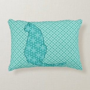 Coussins Décoratifs Chat japonais - Kimono turquoise