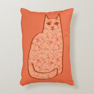 Coussins Décoratifs Chat moderne du milieu du siècle, Coral Orange et 