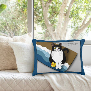 Coussins Décoratifs Chat Smoking Fun Toilette Intimité Bleue