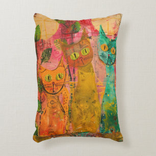 Coussins Décoratifs Chats d'aquarelle de Boho - Art de la féline terre