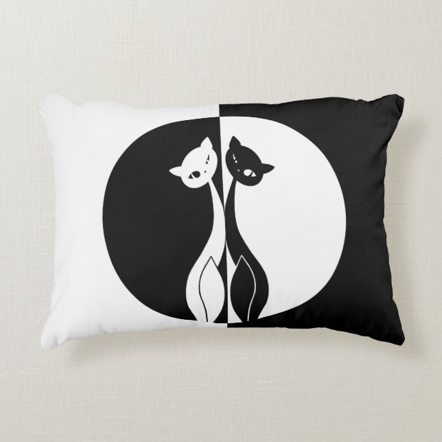 Coussins Décoratifs Chats noirs et blancs (Devant)