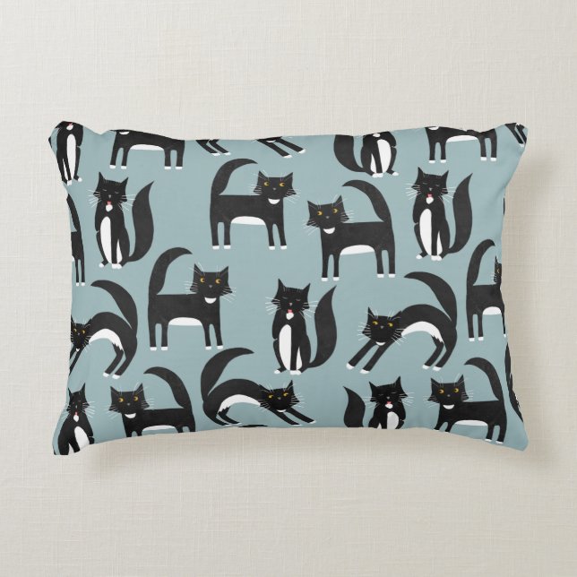 Coussins Décoratifs Chats Tuxedo noirs et blancs (Devant)