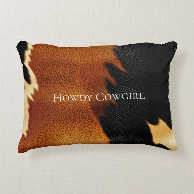 Coussins Décoratifs Chic Brown Black Cream Western Cowhide (Devant)