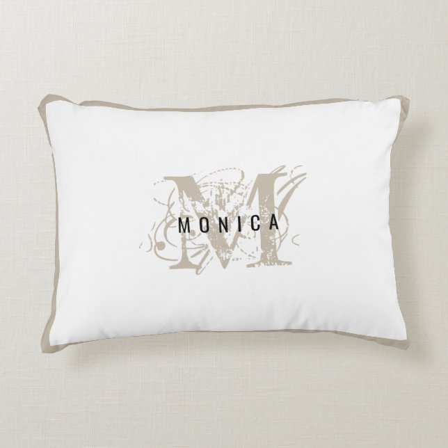 Coussins Décoratifs Chic rustique moderne Monogramme beige (Devant)
