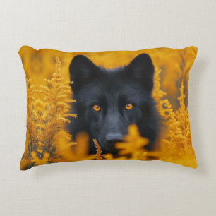 Coussins Décoratifs Chien noir aux yeux d'or étonnants