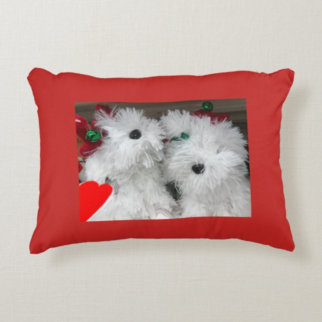 COUSSINS DÉCORATIFS **CHIOTS FLUFFY BLANCS** NOËL (Devant)