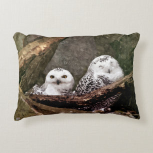 Coussins Décoratifs Chouette Harfang Couple Art Bois Faune