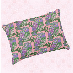 Coussins Décoratifs Chouettes d'art populaire Enfants violets roses