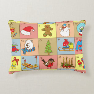 Coussins Décoratifs Christmas Advent : Collection d'éléments Doodle