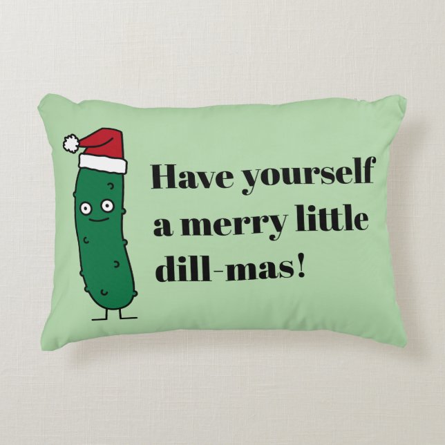 Coussins Décoratifs Christmas Dill Pickle wearing a Santa Hat (Devant)