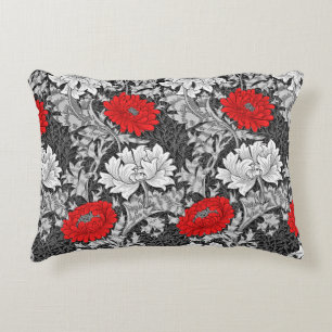 Coussins Décoratifs Chrysanthèmes, gris et rouge de William Morris
