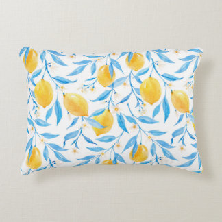 Coussins Décoratifs citrons aquarelle : motif dessiné à la main.