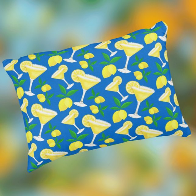 Coussins Décoratifs Citrons jaunes Retro Preppy Légons Légons Bleu (When life gives you lemons, make a lemon drop...you'll feel soooo much better!)