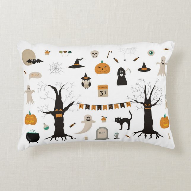 Coussins Décoratifs Citrouille Halloween Éffrayant Ghost Witch (Devant)