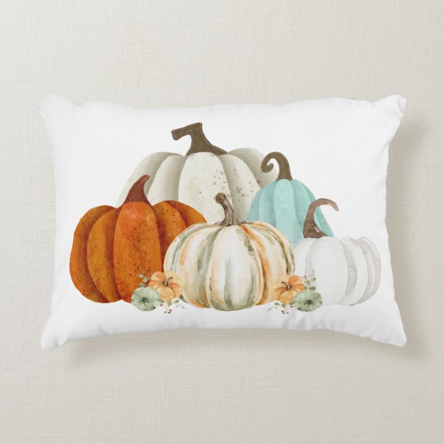 Coussins Décoratifs Citrouilles d'aquarelle automne (Devant)