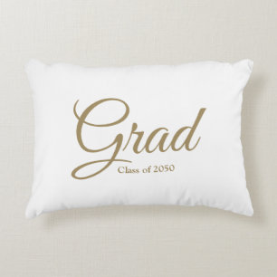 Coussins Décoratifs Classe Grad de 2024 or blanc script personnalisé t