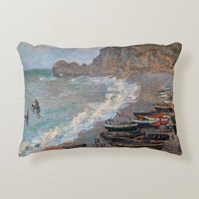 Coussins Décoratifs Claude Monet - La plage d'Etretat (Devant)