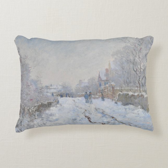 Coussins Décoratifs Claude Monet - Scène de neige à Argenteuil (Devant)