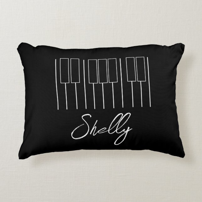 Coussins Décoratifs Clavier étudiant piano professeur de musique noir  (Devant)