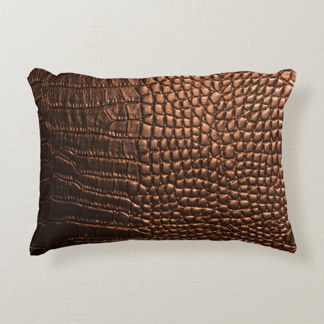 Coussins Décoratifs Closeup : crocodile texture cuir. (Devant)