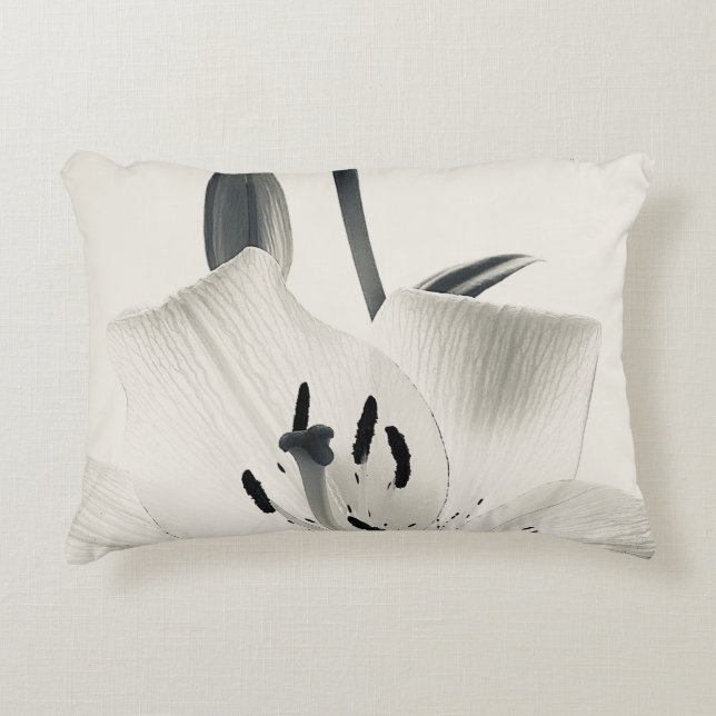 Coussins Décoratifs Closeup Lily noir et blanc (Devant)