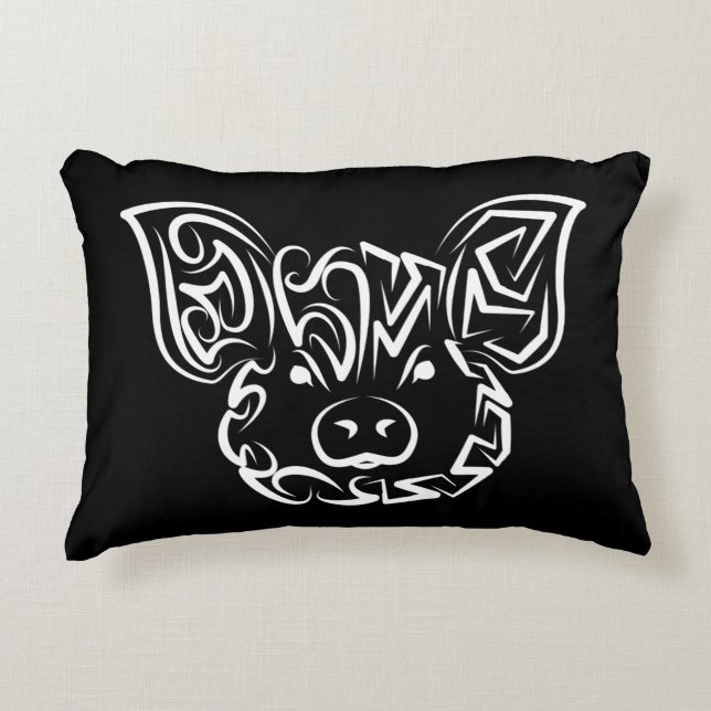 Coussins Décoratifs Cochon tribal noir et blanc (Devant)