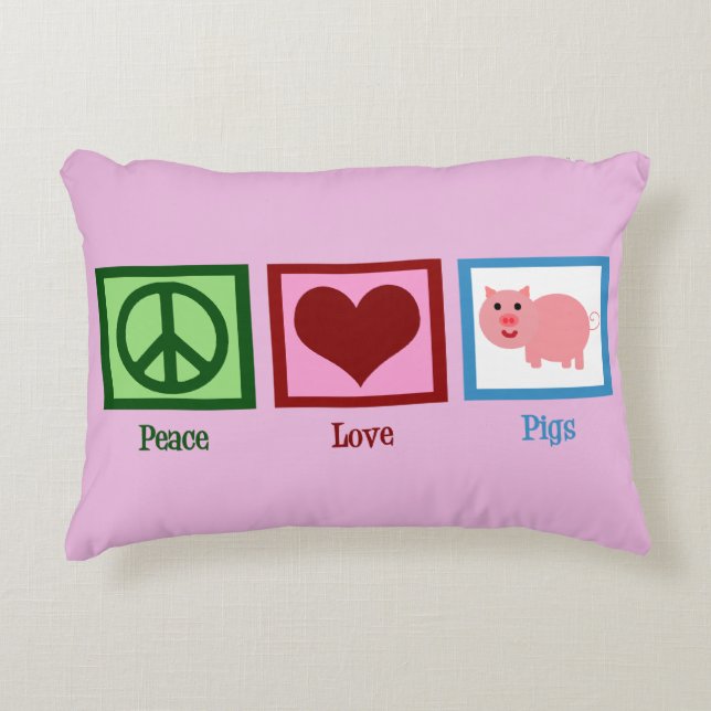Coussins Décoratifs Cochons d'amour de paix (Devant)