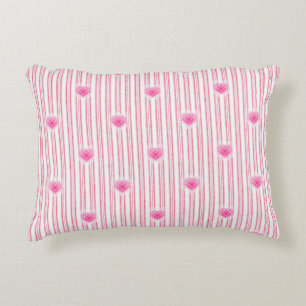 Coussins Décoratifs Cœur de la Saint-Valentin Starburst sur rayure ros