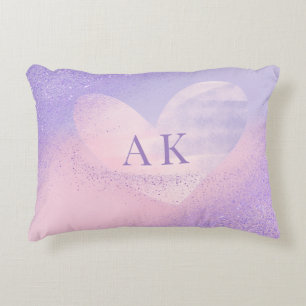 Coussins Décoratifs Cœur dégradé violet rose Monogramme