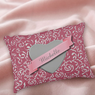 Coussins Décoratifs Coeur personnalisé Damas rose