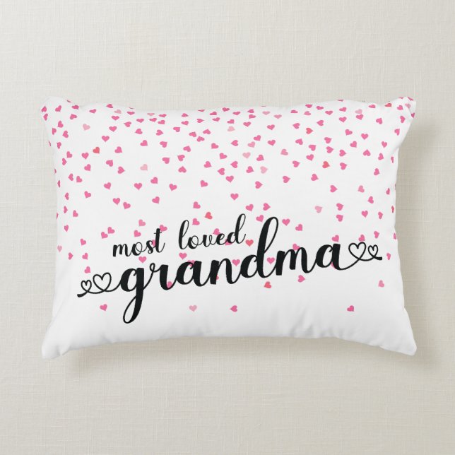 Coussins Décoratifs Coeurs la grand-mère la plus aimée (Devant)