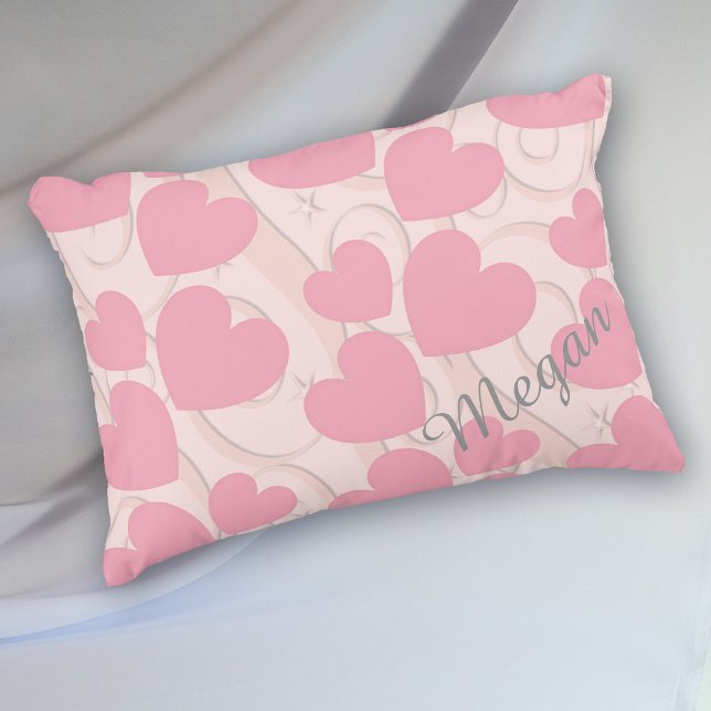 Coussins Décoratifs Coeurs roses Personnalisé Valentine (Créateur téléchargé)