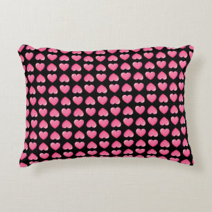 Coussins Décoratifs Coeurs roses sur Noir