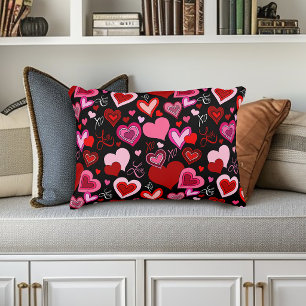 Coussins Décoratifs Cœurs rouges roses noirs motif amour