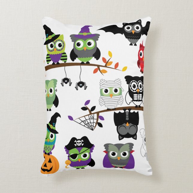 Coussins Décoratifs Collection De Chouettes D'Halloween Éffrayantes (Devant(Vertical))