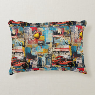 Coussins Décoratifs Coloré retro junk voyage grunge style collage